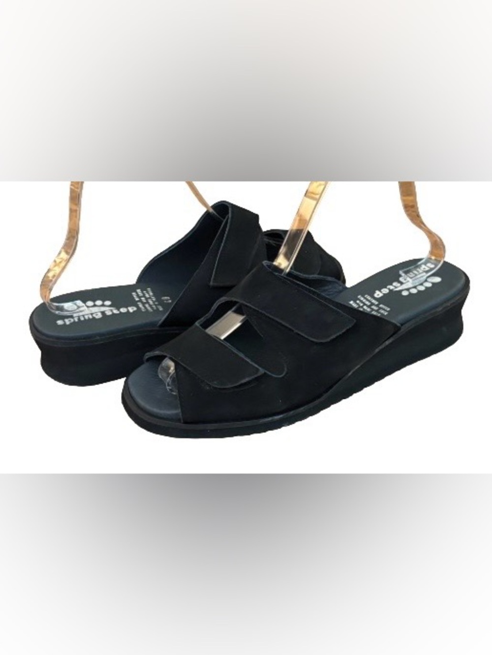 Spring Step by L’Artiste Mara blk nubuck Velcro comfort sandals WM 9 travel